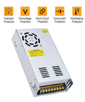 Beefy 24V 25A 600W DC Power Supply Adapter SMPS With Universal 110V 220V AC Input, showing compact design with protection features.