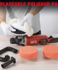 7-Inch Buffer Polisher with 8 Speed Settings 600-3500 RPM showcasing detachable handle and replaceable pads on a table.