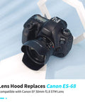 50mm Reversible Lens Hood Shade For EF 50mm F1 8 STM Lens Replaces ES 68 Tulip Flower Design Black on Canon Camera