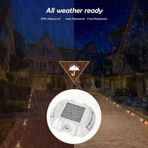 All weather ready Solar Dock Lights With Switch Warm White 6 Pack Waterproof Outdoor LED Deck Lighting Road Studs for driveway