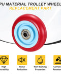 4 pcs push cart wheels replacement PU rolling casters with bushing and washer, 4 inch, 100 mm diameter, red wheel focus