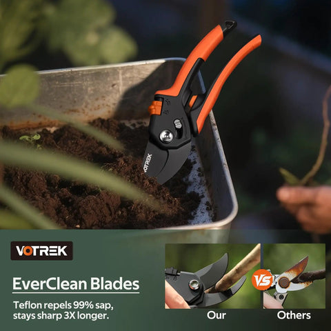 Pruning Shears With Stepless Adjustable Handle For Any Hand Size Beast Mode Garden Clippers With Ultra Sharp SK5 Steel cutting.