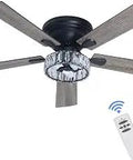 52 Inch Ceiling Fan With Light And Remote In Matte Black Farmhouse Crystal Fandelier Design For Low Ceilings Ultra Quiet Motor