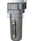 Heavy Duty In Line Desiccant Air Dryer For Compressed Air Systems With Metal Bowl Sight Glass Wall Bracket And Two Desiccant Bags 3/4 NPT 225 PSI Max 60 CFM Moisture Busting, showing side view