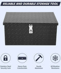 Heavy Duty 20 Inch Aluminum Diamond Plate Truck Bed Tool Box With Side Handle And Lock Keys Tank Tough Workhorse Storage Chest, black storage crate.
