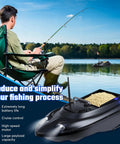Angler using Remote Control Bait Boat For Anglers With Dual Motors And Long Range 546 Yards 12000mAh Battery 4.4Lb Payload on lake