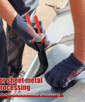 Pro Grade Three Piece Hand Seamer Set For Sheet Metal Bending And Flattening in use on sheet metal with gloved hands