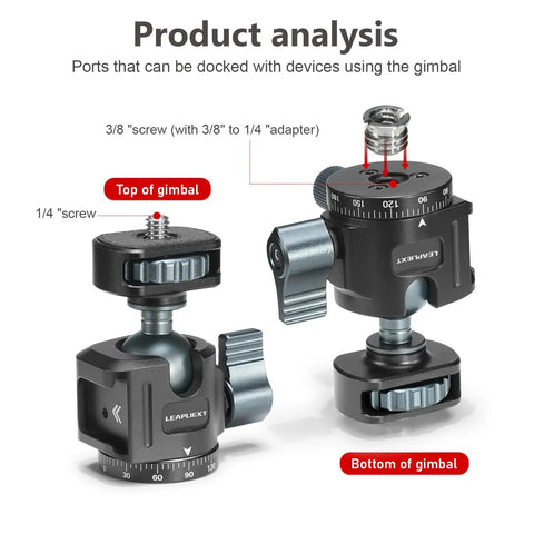Ball Head Tripod With 360 Panoramic Rotation And 90 Degree Tilt, Built In Bubble Level, One Quarter Inch Screw, Cold Shoe, Fits Cameras