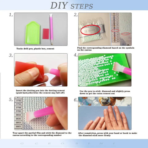 DIY steps for Diamond Painting Kit For Adults Beginners Mountain Flower DIY Diamond Art Set with Tools Full Round Drill