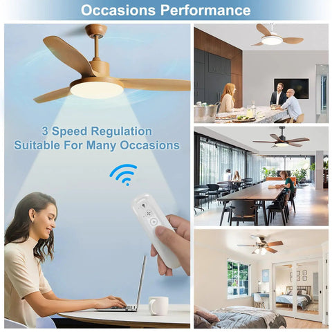 Universal Ceiling Fan Remote Control Kit With 3 Speed Settings And Light Dimmer in various home and office settings.
