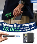 MagSafe Compatible Portable Charger 10000mAh Magnetic Power Bank For iPhone 17 16 Series With A 20N Strong Magnet To Prevent Drops And Keep Your Phone Juiced On The Go, slim black portable charger in pocket, 0.66in thick
