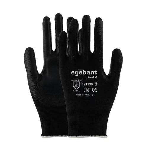 Ride Or Die PU Coated Safety Work Gloves With Breathable Black Nylon Liner For Job Site Toughness And Fingertip Precision In Solid Industrial Protection Gear That Holds Up, black nylon construction, snug fit.