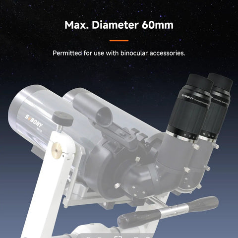 Telescope with Planetary Zoom Eyepiece 8 to 16mm Parfocal 63 Degree Wide Field 1.25 to 2 Inch Dual Interface attached.