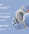 Extra Cozy Baby Ear Muffs For Smooth Airport Trips And Loud Concerts, Toddler Noise Blocking Earmuffs with soft cushions, blue, adjustable size.