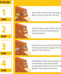 Instructions for using the Heavy Duty High Strength Anchoring Adhesive For Concrete And Masonry with steps for drilling and inserting adhesive.