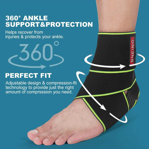 Breathable Ankle Support Brace For Active Lifestyles Unisex Adjustable Stabilizer with 360° foot view.