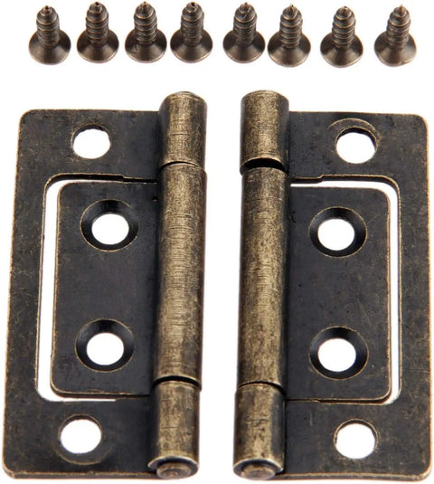 Antique Bronze Decorative Hinges For Small Cabinets And Jewelry Boxes 2Pcs 50x24mm Wood Box Hinge With Screws Retro