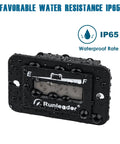 Runleader Lead Acid Battery Monitor DC 36V with LED display showing water droplets on IP65 waterproof casing.