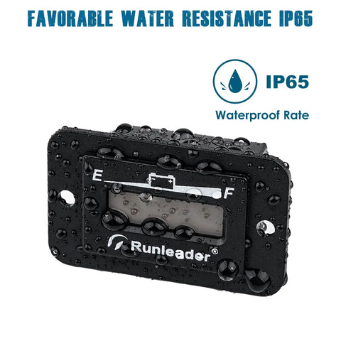 Runleader Lead Acid Battery Monitor DC 36V with LED display showing water droplets on IP65 waterproof casing.