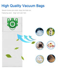 Type U Vacuum Bags 12 Pack for S7000 to S7999 Upright Vacuums filters, cleaning brush, capturing dust and hair illustration.