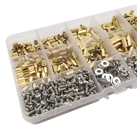 Brass Standoff Screws Nuts Washers Kit 910Pcs M3 Hex Spacer Assortment For DIY Projects Electronics Cabinetry And Repairs Includes Male And Female Threads With Precise Thread Design, case view
