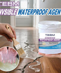Crystal Clear Waterproof Sealant 500 G Quick Dry Multi Surface Crack Repair Paste Weather Resist Indoor Outdoor Rock Solid Leak Stopper Heavy Duty Fly Finish applied on wood floor cracks with a brush.