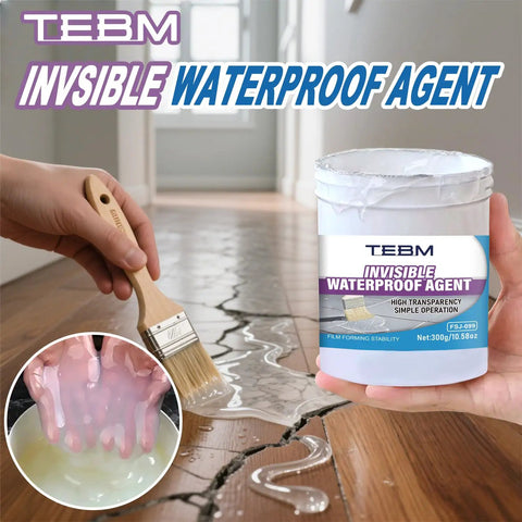 Crystal Clear Waterproof Sealant 500 G Quick Dry Multi Surface Crack Repair Paste Weather Resist Indoor Outdoor Rock Solid Leak Stopper Heavy Duty Fly Finish applied on wood floor cracks with a brush.