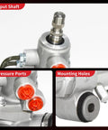 Close-up of pressure ports and mounting holes on Power Steering Rack And Pinion Assembly For Toyota 4Runner 2010 To 2022 Drop In Direct Fit
