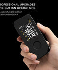 164ft Laser Distance Meter With Digital OLED Display Compact Laser Measuring Tool held in hand showing screen display