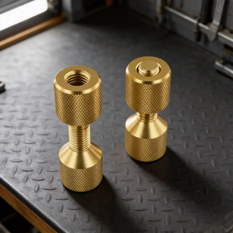 Pipe Fitter Flange Alignment Pin Set 1-1/8 Inch Two-Hole Dowel Pins For ASME Flange Aligner Kit Hardened Aluminum Tool Gold Finish