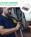 Mechanic using Internal Tooth Lock Washers And Push On Fastening Clips Kit for Industrial Fastening And Mechanical Projects.