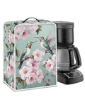 Real Deal Retro Green Hummingbird Plumeria Coffee Machine Covers Waterproof Polyester Kitchen Appliance Protectors on countertop.