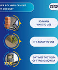 Image showing Instant Polymer Cement Ready To Use For Concrete Repair And Mortar Alternatives Crack And Brick Repair Stone And Tile Fix Fast Setting Durable And Easy To Mix And Store 2kg benefits.