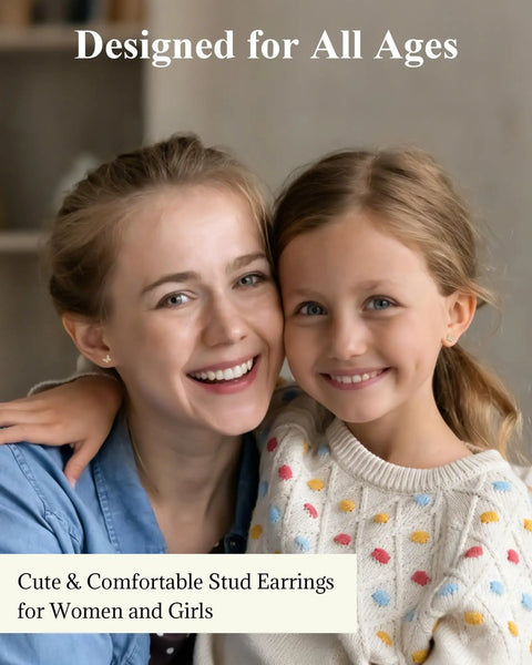 Sleep Friendly All Day Comfort Flat Back Earrings Set For Women With Hypoallergenic 14K Gold Plated Finish 20G Lightweight Studs In Cute Butterfly Bow And Flower Styles For Lobe Tragus Helix Cartilage Piercing Jewelry worn by woman and girl