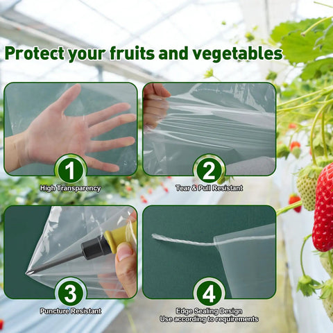 Greenhouse Plastic Sheeting 6.5 ft by 5.9 ft Clear Polyethylene Film For Outdoor Plants Gardens Farms And Agriculture Waterproof Windproof Frost Protection Built To Last Tear Resistant Cover