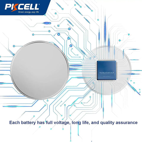 Rock Solid AG3 LR41 392 Button Battery Delivers Dead Reliable 1.5V Alkaline Power shown with circuit board background.
