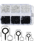 Must Have 300Pcs Small Screw Eye Pins For Jewelry Making And DIY Crafts in silver and black, three sizes with storage box