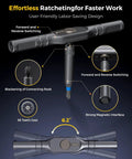 Ratcheting Screwdriver Set With 71 In 1 Magnetic Bits, S2 Steel, showing T-handle, ergonomic grip, and 58-tooth gear design.