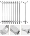 Pack Of Ten Heavy Duty Galvanized Steel Countertop Joint Connector Bolts displayed in a row with close-ups of connectors