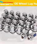 Set Of 24 OEM Mag Washer Lug Nuts 12x1.5 Thread, 13/16 Hex, 1.85 Inch Length arranged with chrome finish