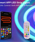 LED Neon Rope Light 9.8ft Flexible RGBIC Strip With Music Sync And DIY Design IP65 Waterproof, app and remote control display