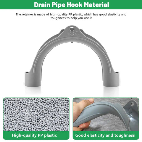Universal U Shaped Drain Hose Hook For Washer, Dishwasher And Sink Hoses Easy Install U Bend Hose Holder For Secure No Fuss Mount Fits Most Brands Including Samsung And GE. gray PP plastic drain hose hook