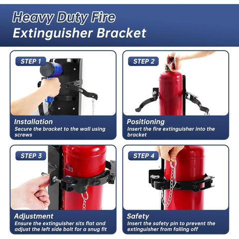 Heavy Duty Fire Extinguisher Bracket Wall Mount For 20 Lb Dry Chemical Or 10 Lb CO2 Extinguishers installation guide