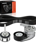 Engine Serpentine Belt Drive Kit for Chevy, GMC, Cadillac, Saab, includes belt, tensioner, and idler for Equinox 2010-2017.
