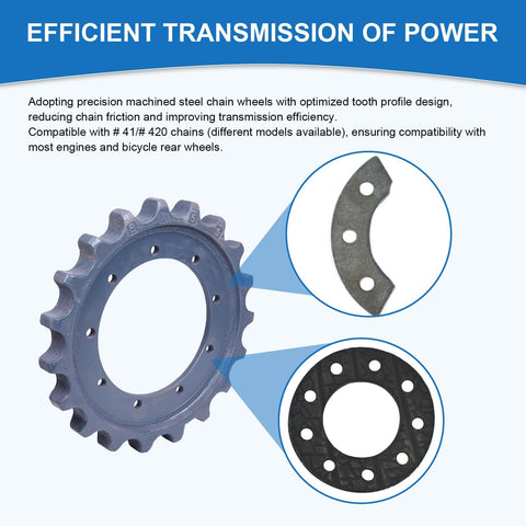 Diagram of 9 Holes Sprocket Mount Kit For 49cc 66cc 80cc Motorized Bicycles Includes 3 Backing Plates And 2 Reinforced Rubber Washers Replacement Engine Mount