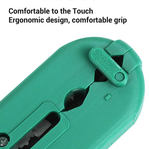 Heavy Duty Multifunction Wire Stripper For 8-16 AWG Solid Cables Precision Stripping Tool showing ergonomic green easy grip handles.
