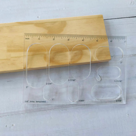 Reliable Acrylic Router Template For Woodworking Diy Bowtie Joint And Grommet Inlay Guide Kit Quarter Inch Thick Laser Cut Jig Tool on a wooden surface.