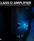 8 Inch Powered PA Speaker With 300 Watts, Ultra Portable 11-lb showing Class-D amplifier technology