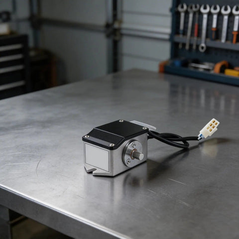Heavy Duty Metal Throttle Foot Pedal For Golf Cart And Electric Vehicle Works Like A Dream With Ip55 Waterproof Seal And 0 To 5K Ohm Output on a workbench.