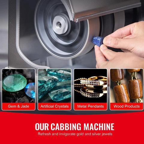 Cabbing Machine With Dope Six 6 Inch Diamond Wheels, 0.25HP 1800RPM Lapidary Rock Grinder And Polisher in use with gemstones
